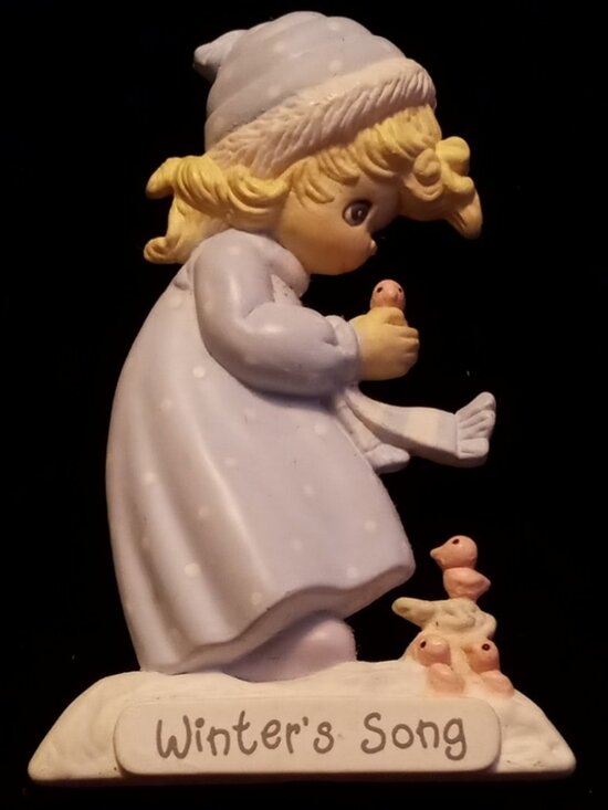 Precious Moments Jewelry - 1989 Precious Moments Winter's Song Collectible Brooch Pin by Samuel J. Butcher